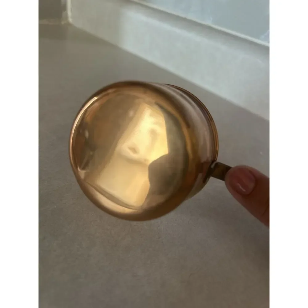 Copper Round Saucepan with Lid Long Handle 2-Piece Set for Gas/Electric